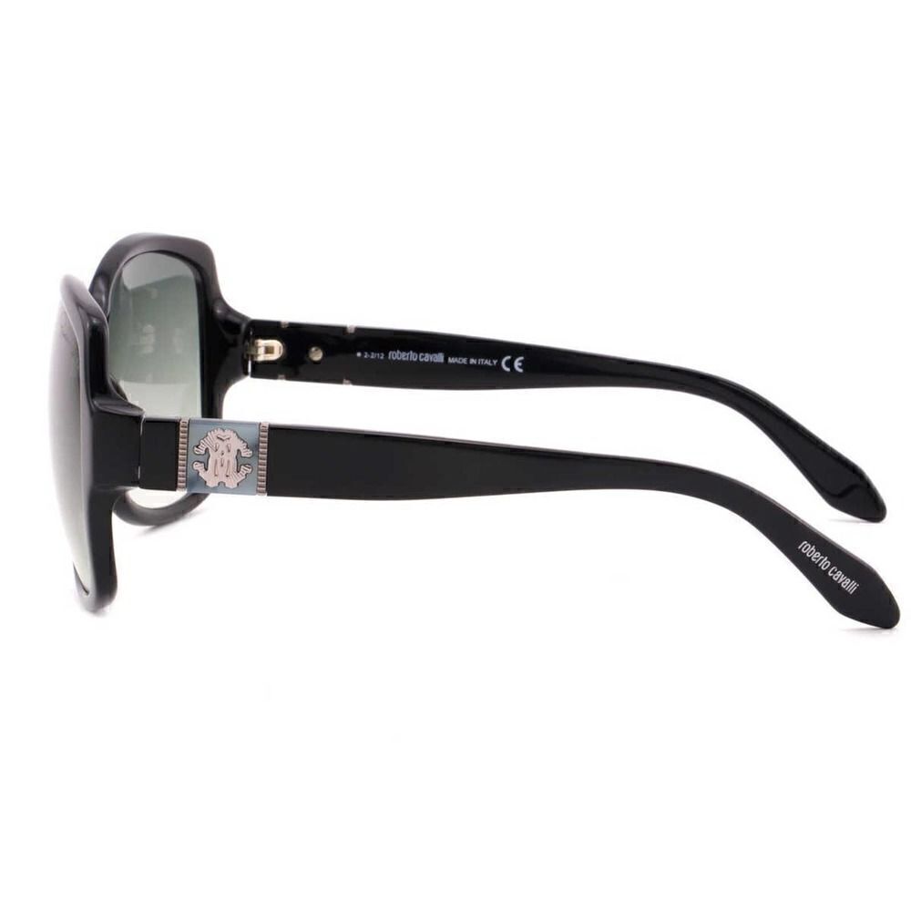 New Roberto Cavalli Women Black Square Sunglasses RC651S Gray-Olive Lens Classic - Picture 7 of 12